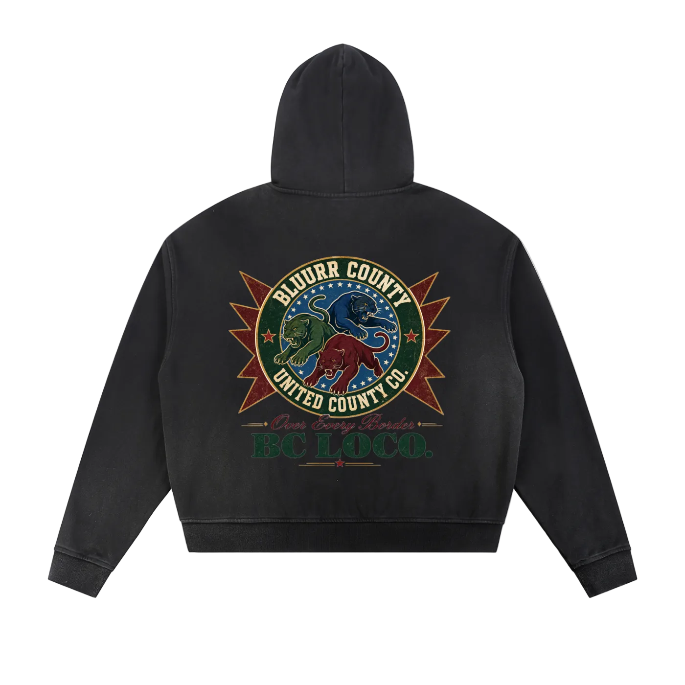 UNITED COUNTY || BLACK ZIP UP HOODIE