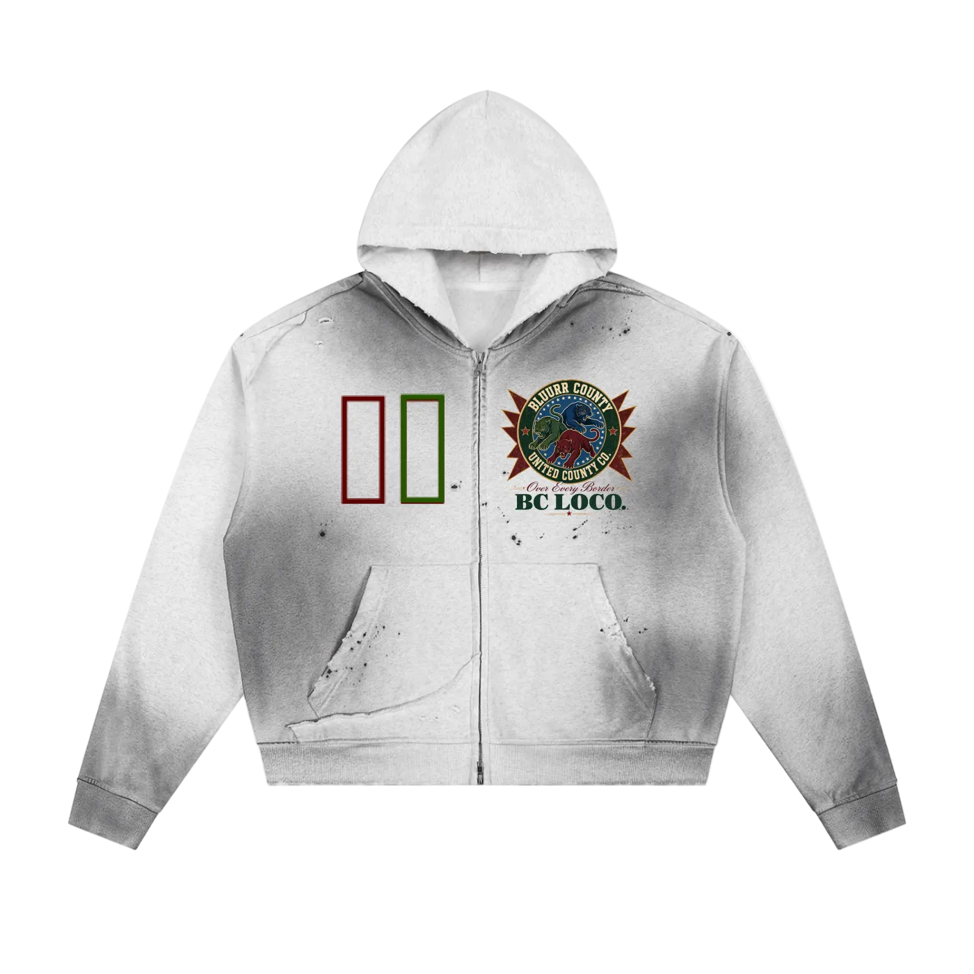 UNITED COUNTY || GREY ZIP UP HOODIE
